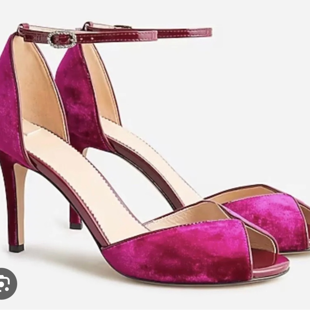 NWOB J.Crew Rylie peep-toe heels in velvet Soft Azalea Pink Size 9 Item BM719
